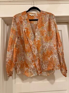 Vince Garden Floral Wrap-Style Blouse